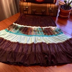 Great brown and teal festival skirt Size L